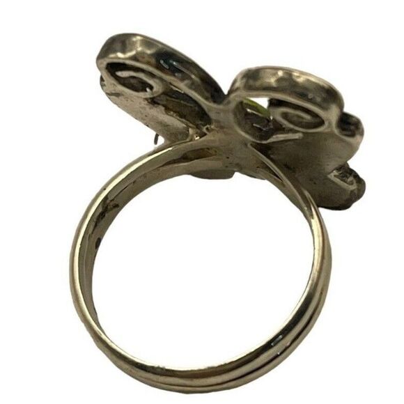 Vintage Navajo Inlaid Turquoise Butterfly Southwestern Sterling Ring Sz 7.5 - Picture 4 of 5